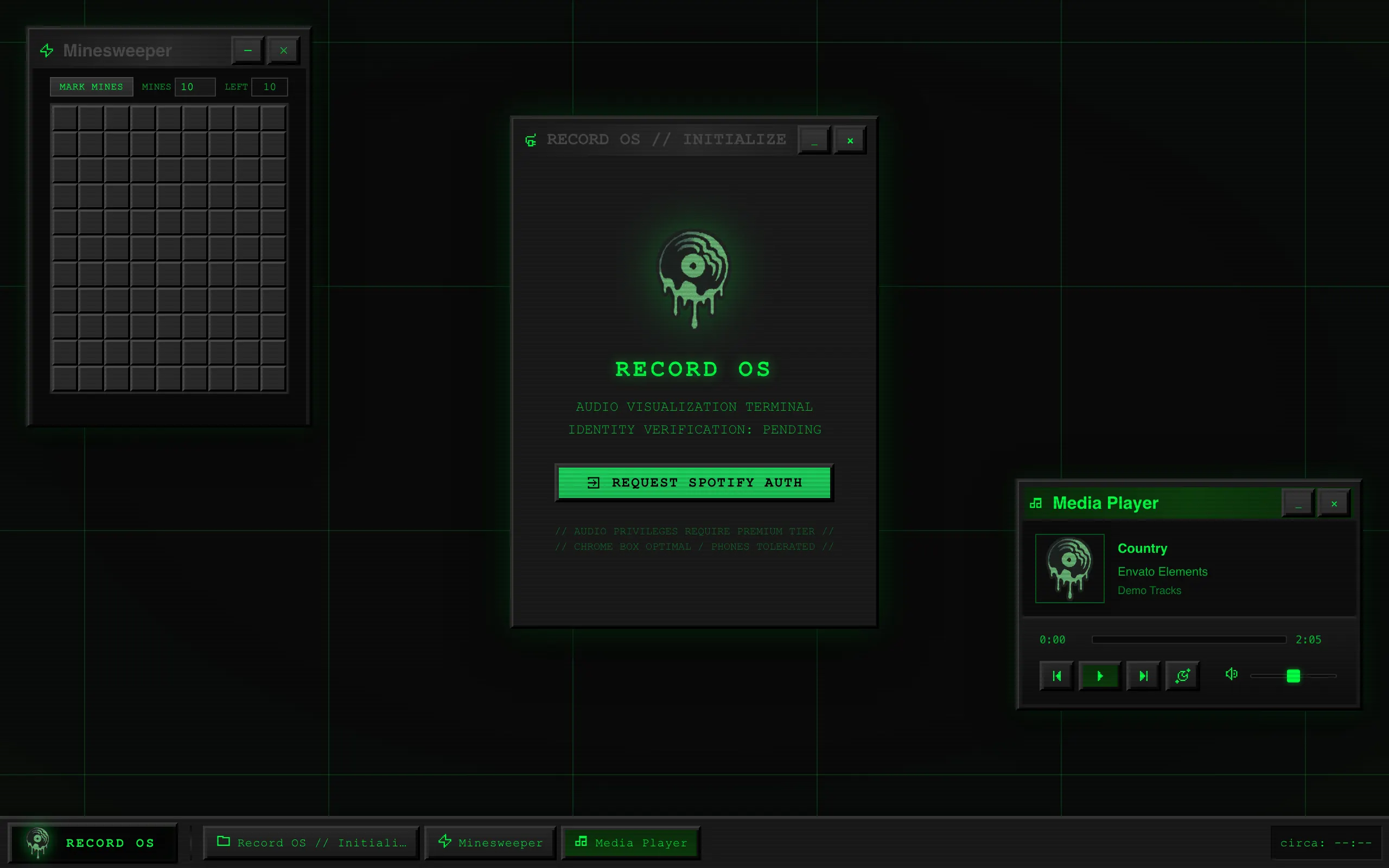 Screenshot of record OS